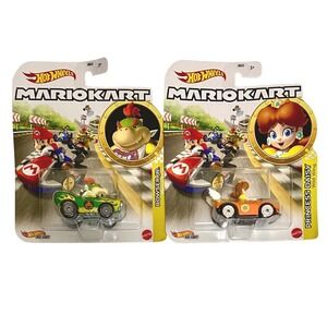 BOWSER JR. & PRINCESS DAISY Hot Wheels Mario Kart Die-Cast Race Karts Cars